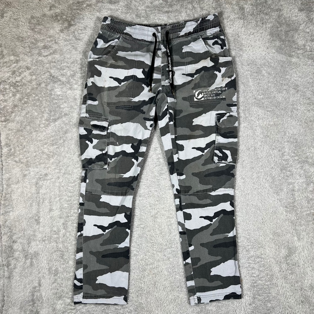 Ecko Unltd Mens Camo Cargo Pants Gray Black White Streetwear Size L